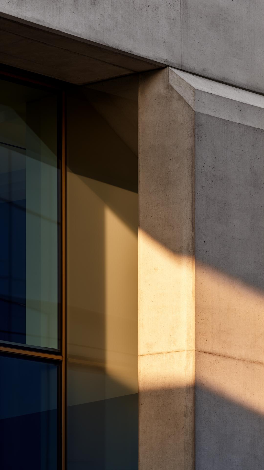 Architectural detail of concrete and glass building
